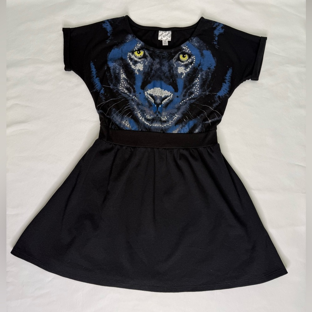 D-Signed by Disney Black and Blue Casual Panther A-Line Dress - Like New -